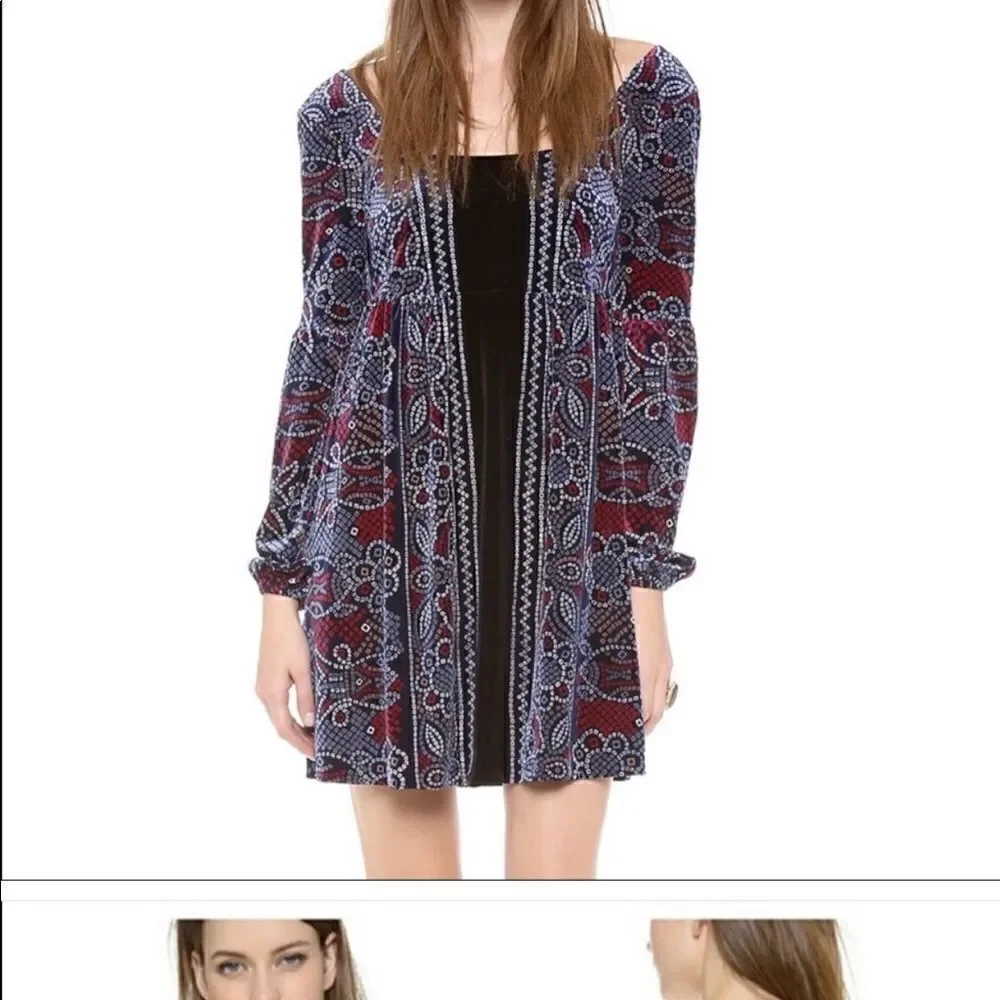 Free People Stretch velvet Oh so easy babydoll dress